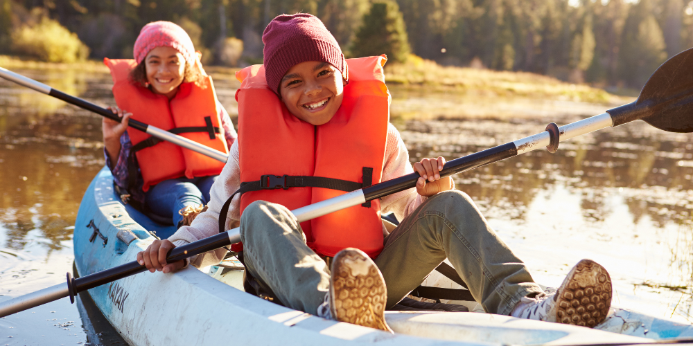 Two Kids in Sit-On-Top Kayak