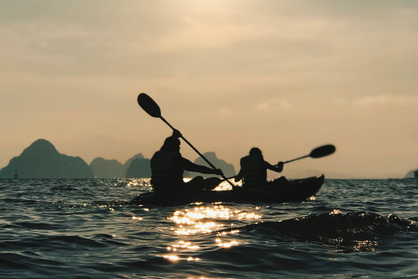 Two people kayaking