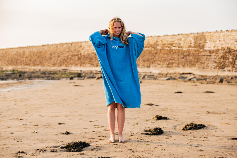 Dryrobe Towel Robe in blue.