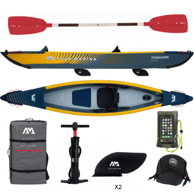 Aqua Marina Tomahawk AIR-K 375 Kayak Package inc 4 pc Paddle and Phone Case